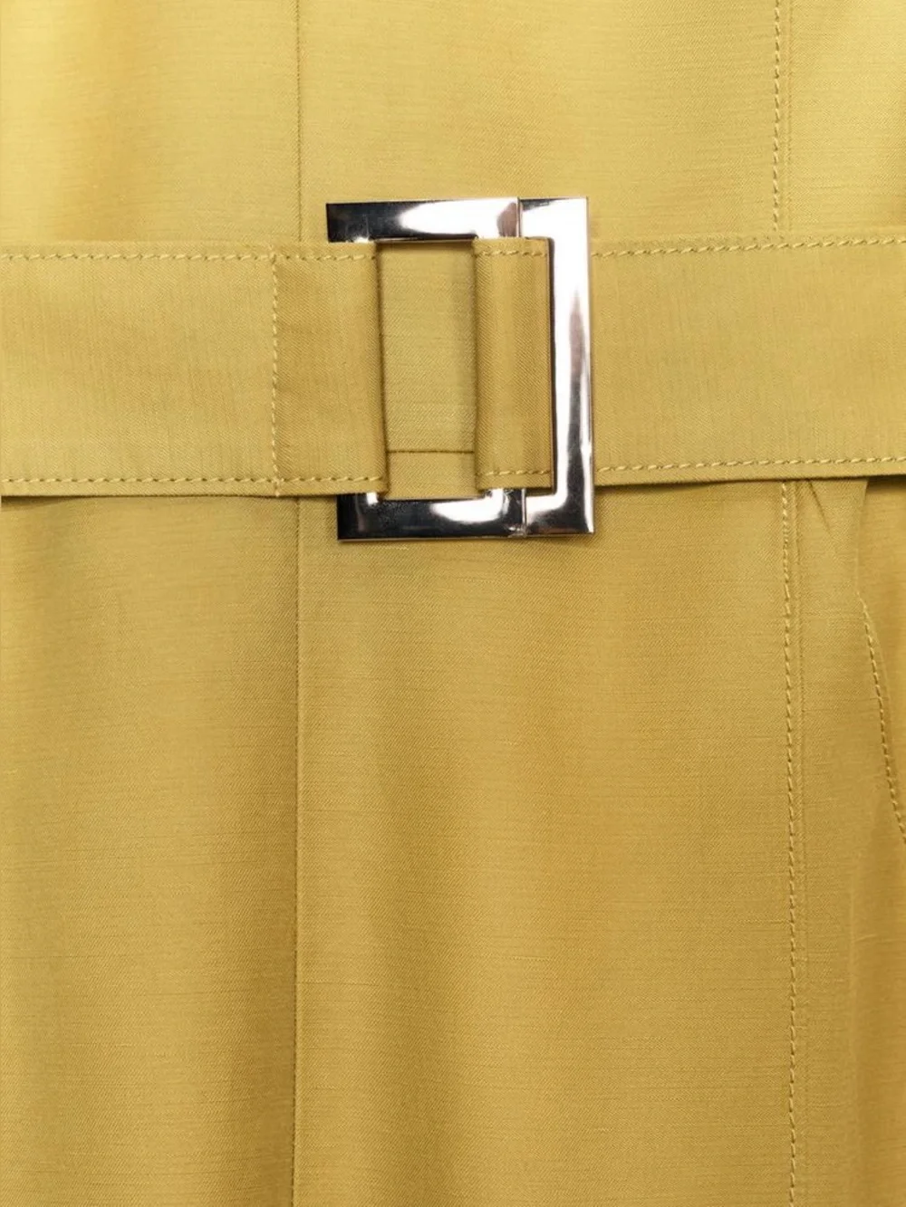 ZARA Strapless Linen-blend Wide Leg Belted Jumpsuit Mustard Olive NWT M